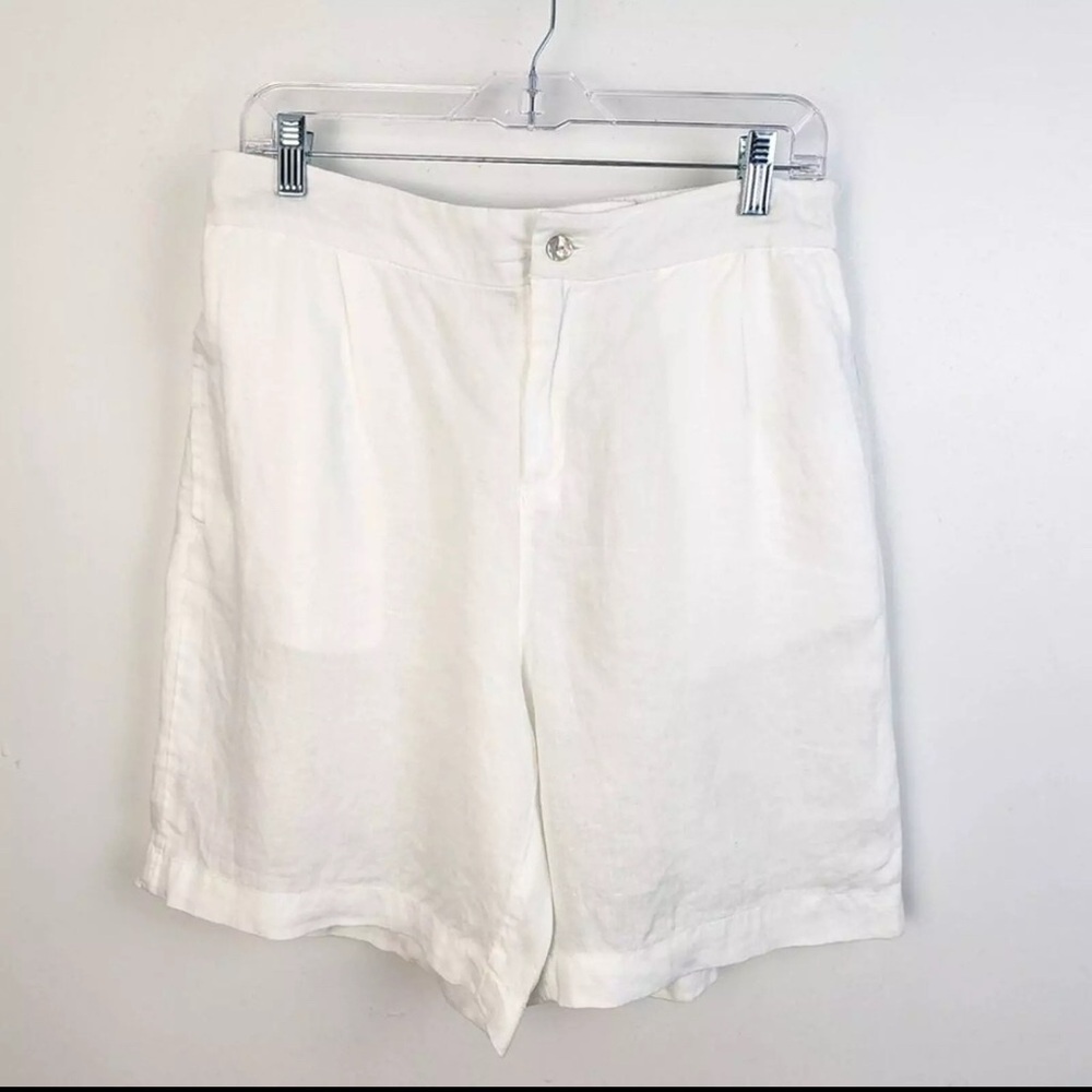 Tahari White Linen Shorts